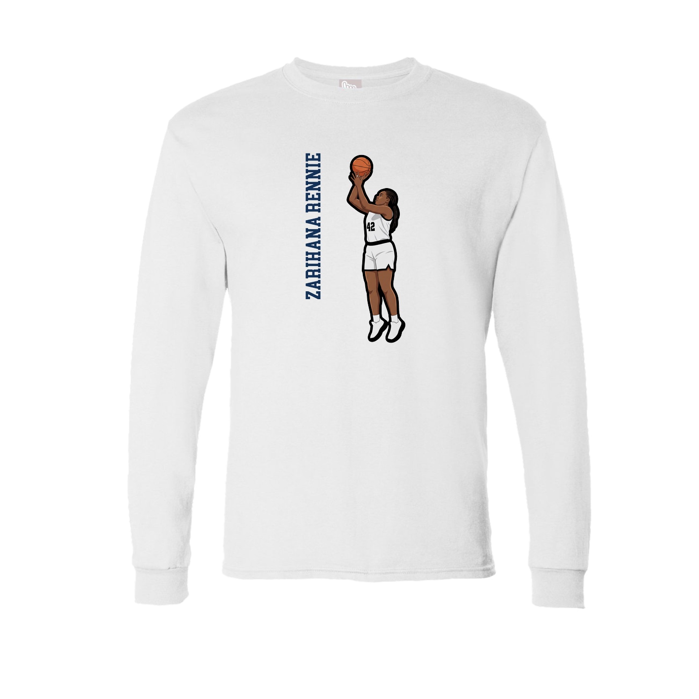Long Sleeve Tee — Name Vertical in White
