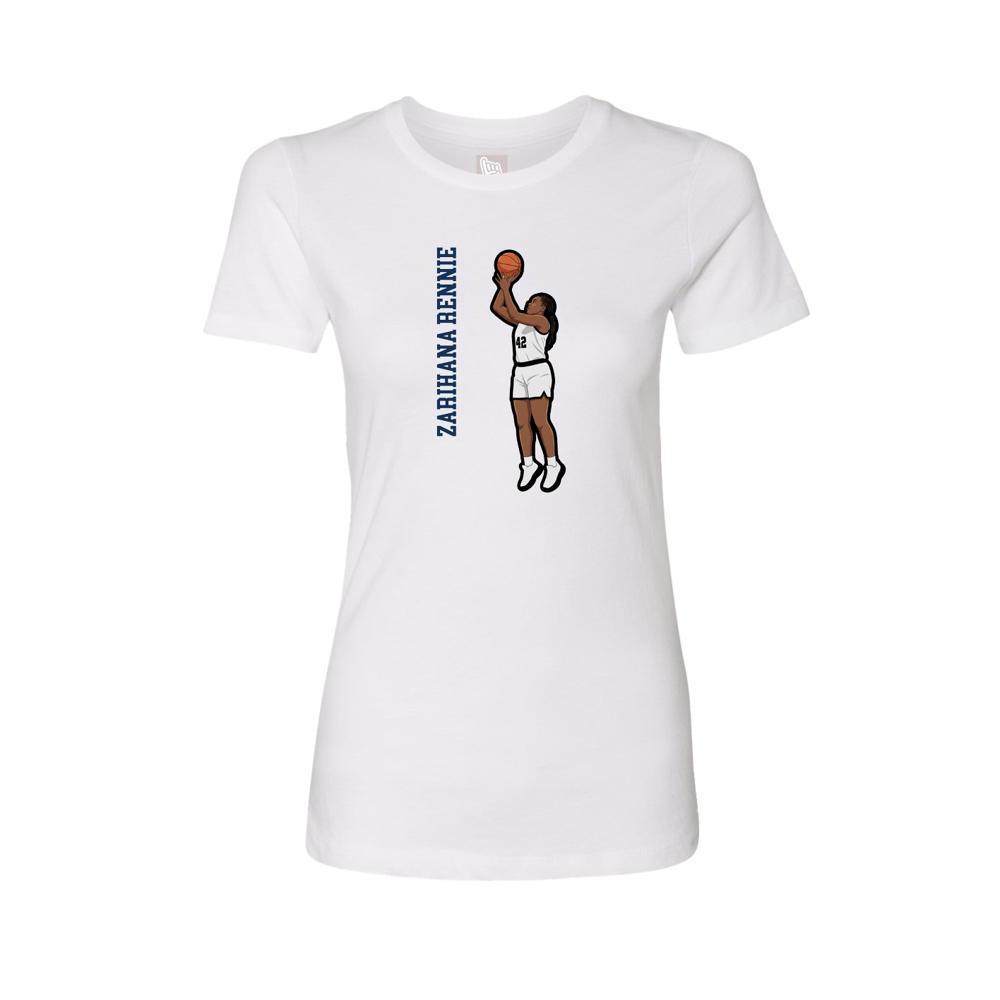 Fitted Women's Tee — Name Vertical in White