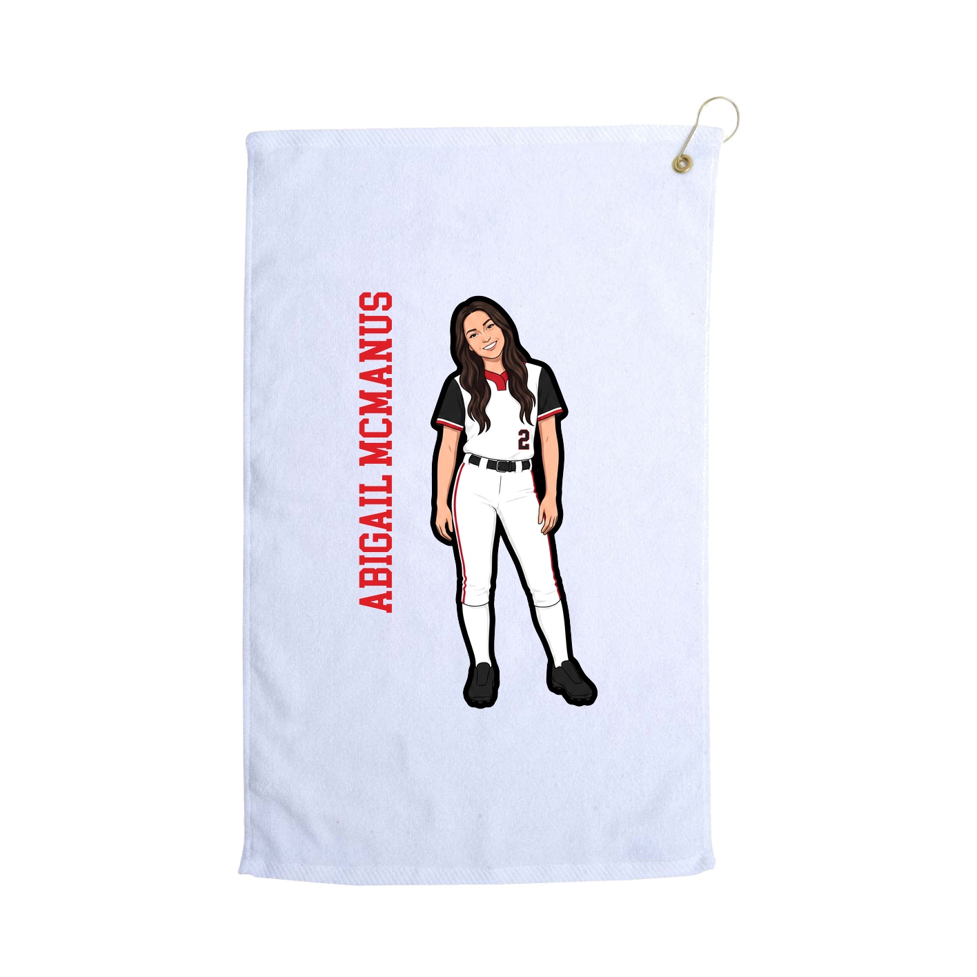 Golf Towel — Name Vertical in White