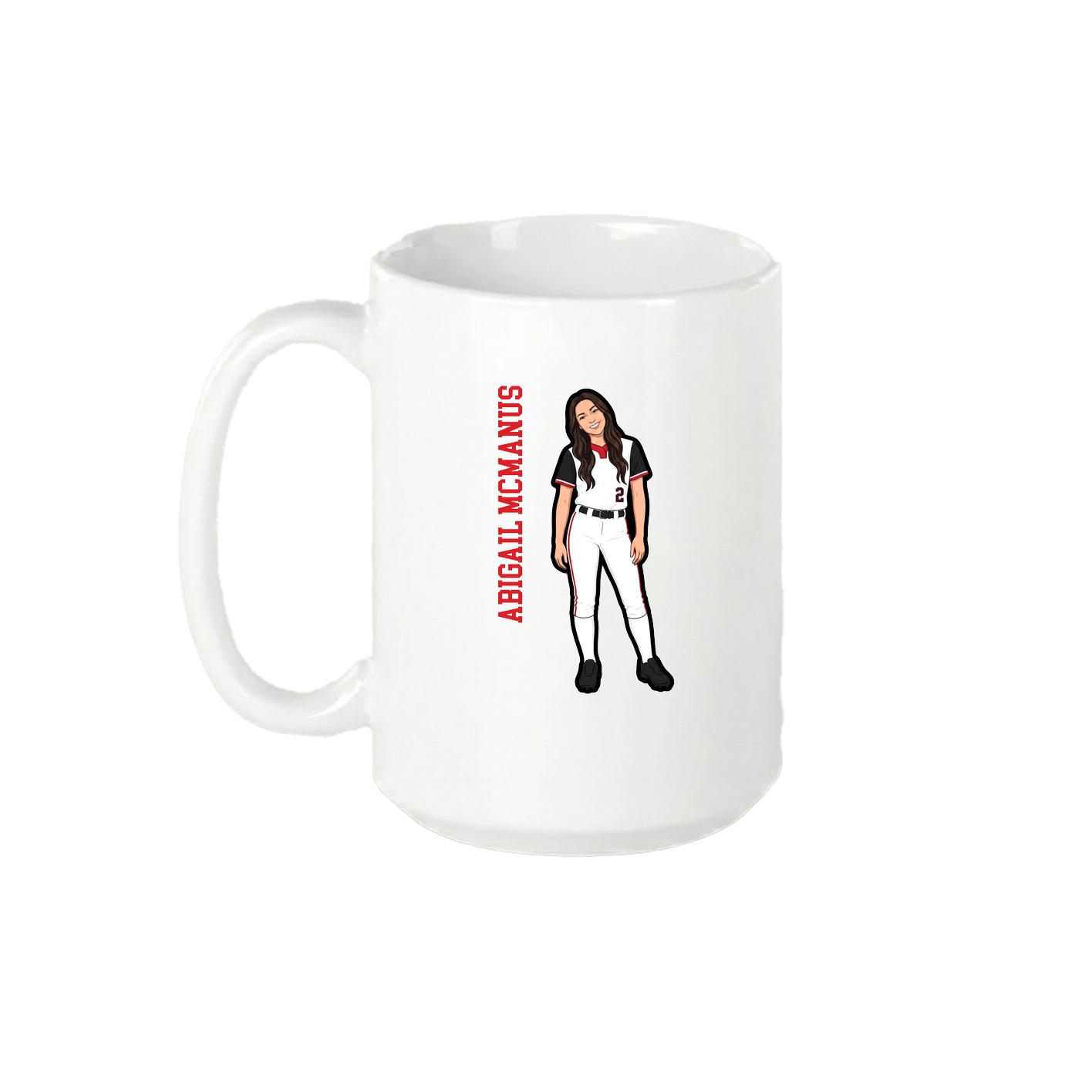 15oz Coffee Mug — Name Vertical in White