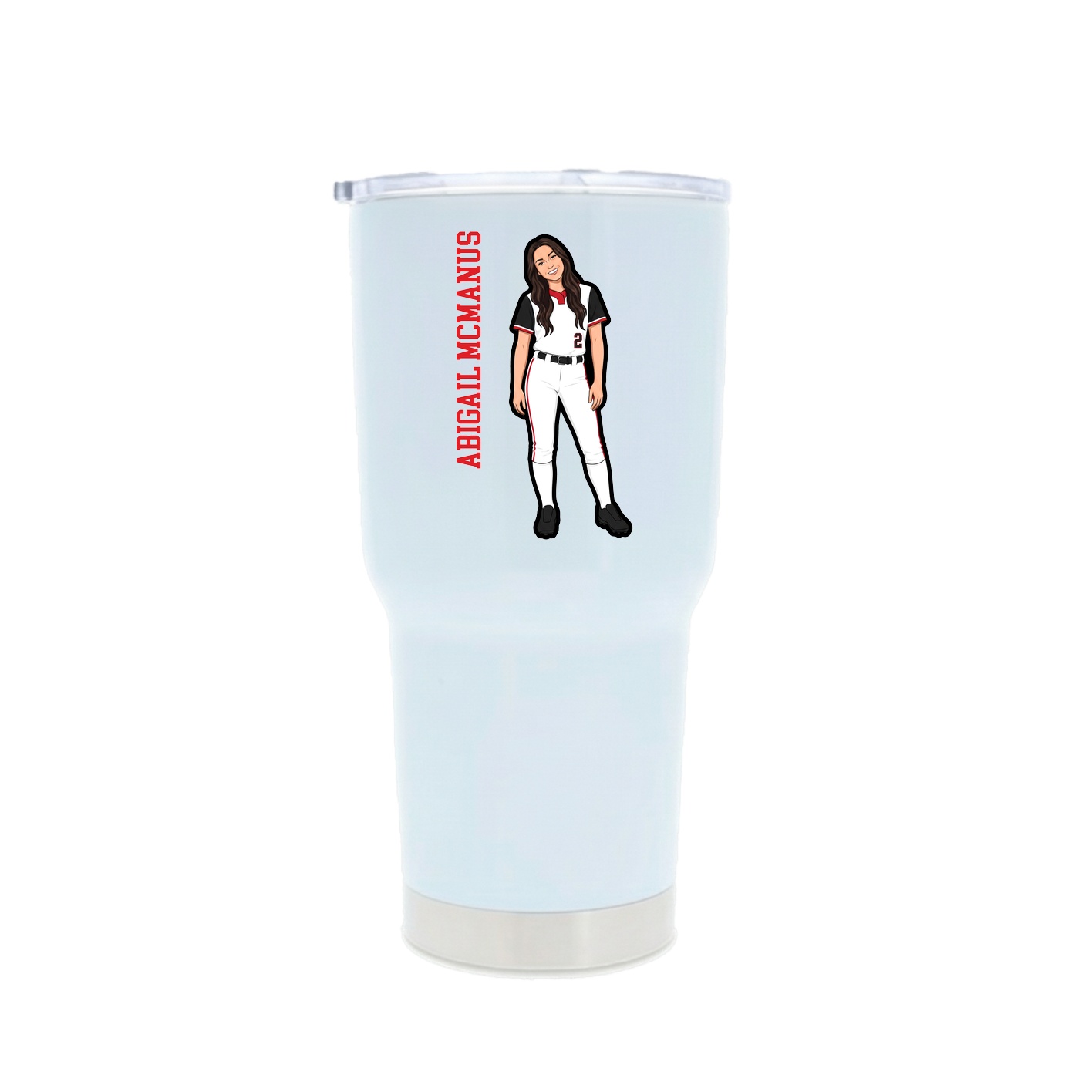 30oz Stainless Steel Tumbler — Name Vertical in White