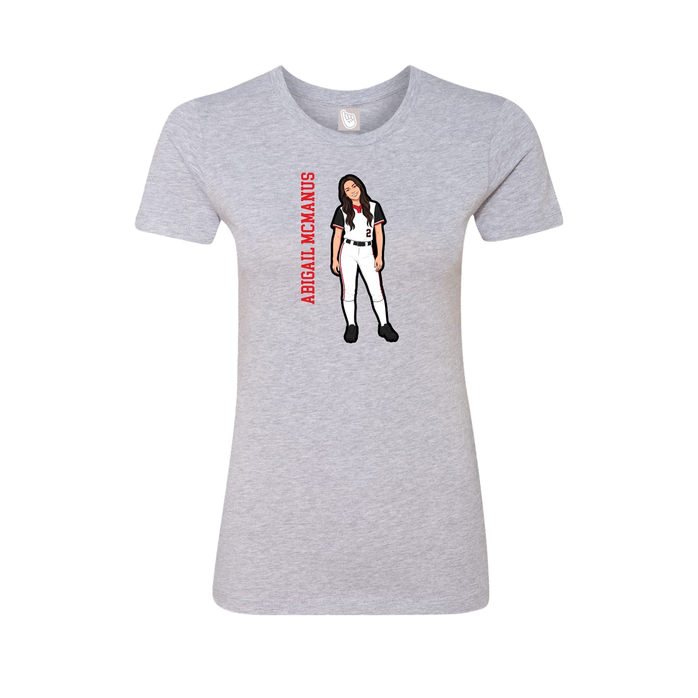 Womens Tee — Name Vertical in Grey