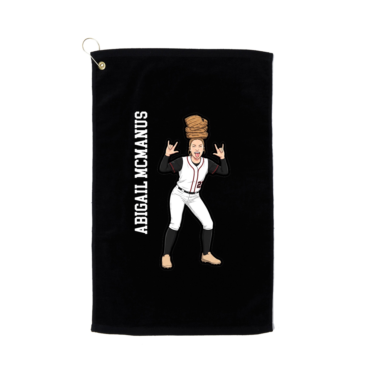 Golf Towel — Name Vertical in Black