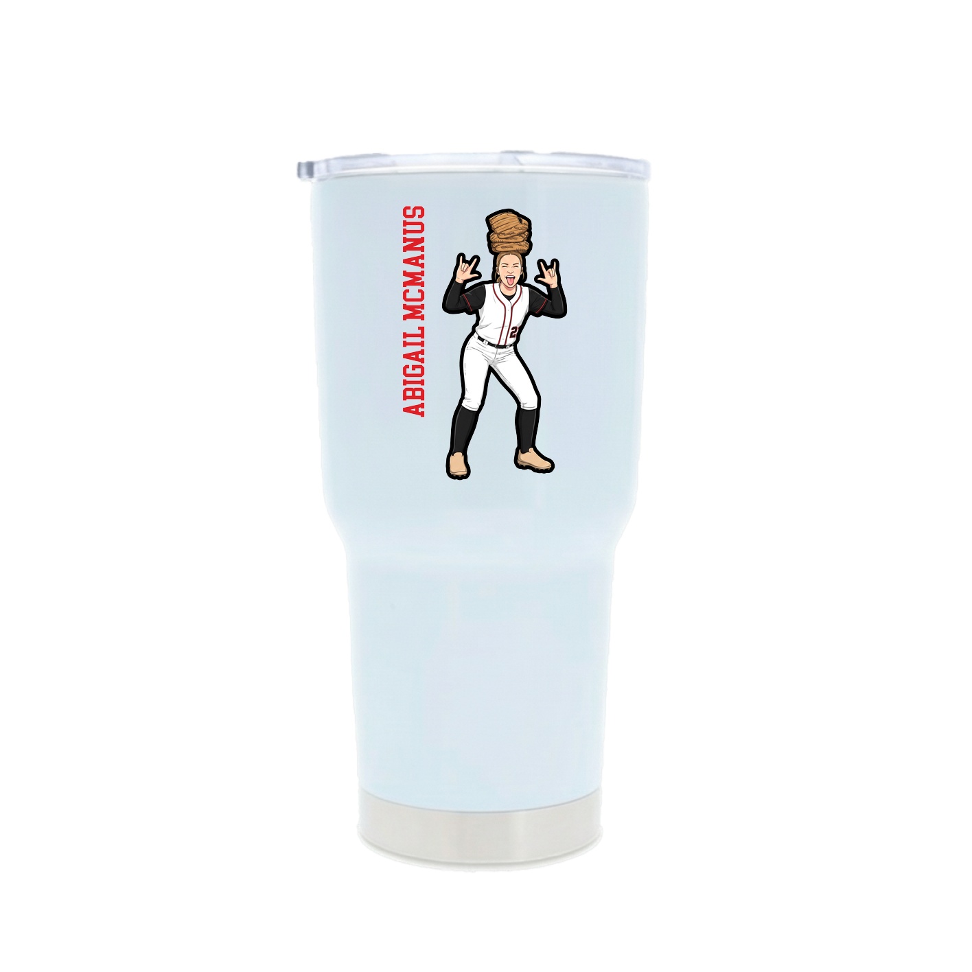 30oz Stainless Steel Tumbler — Name Vertical in White
