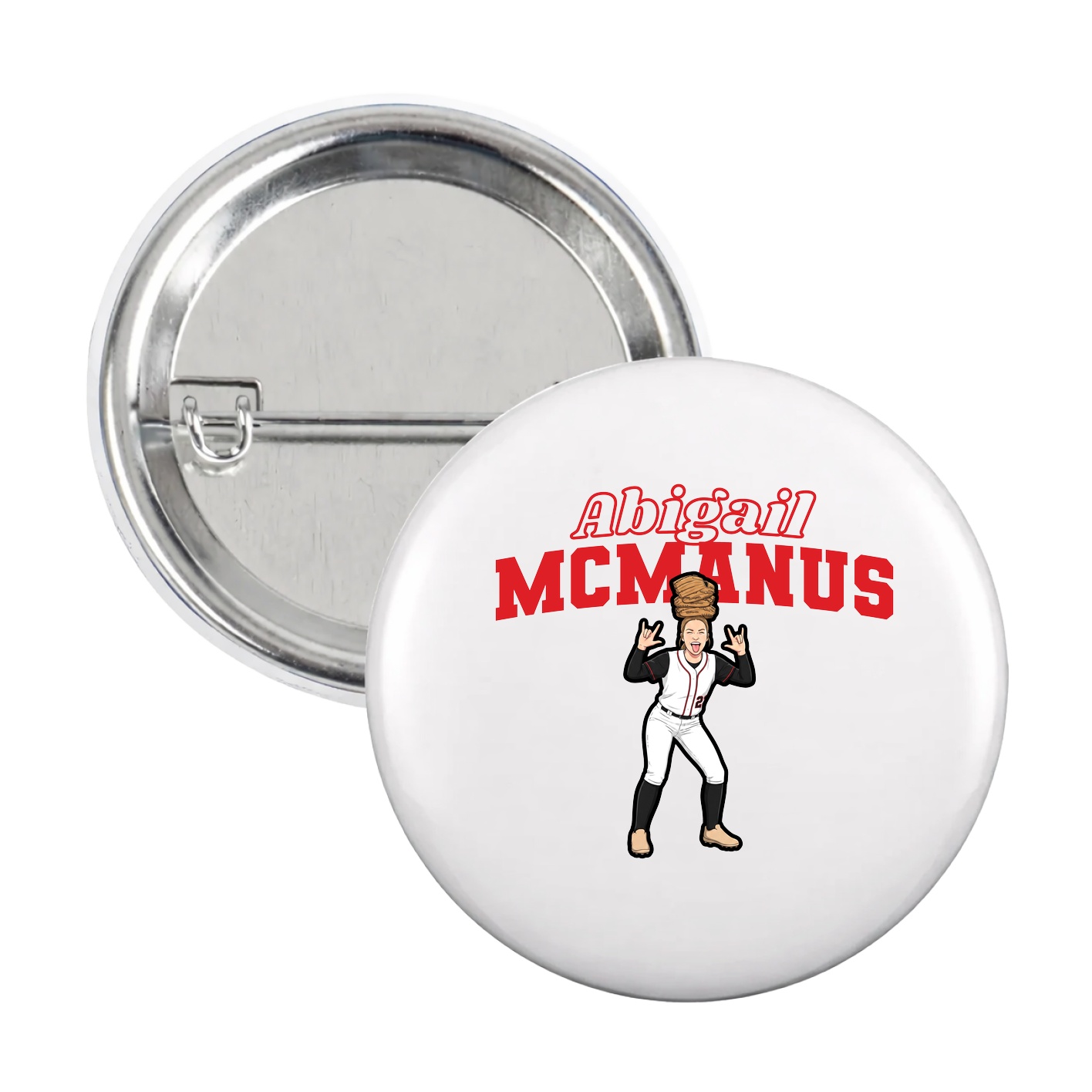 Game Day Button — Name Arch in White