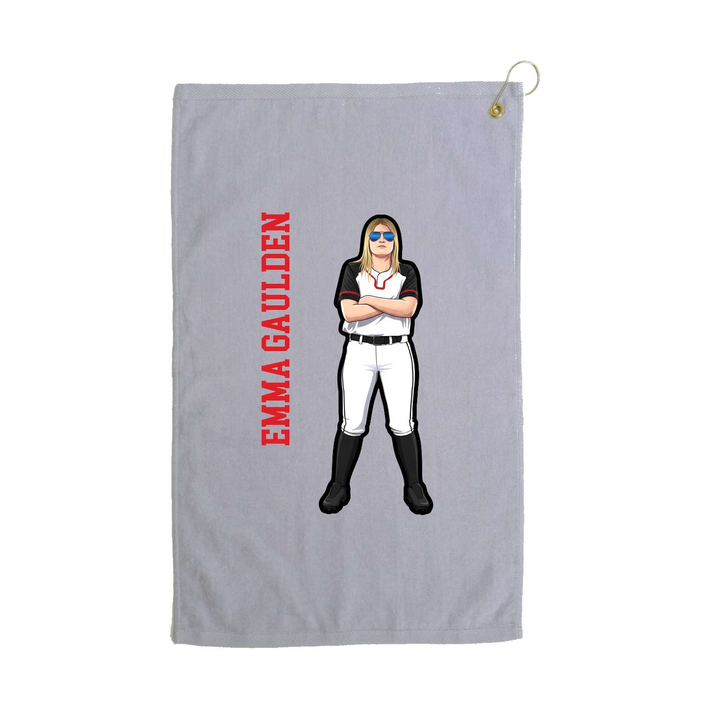 Golf Towel — Name Vertical in Grey