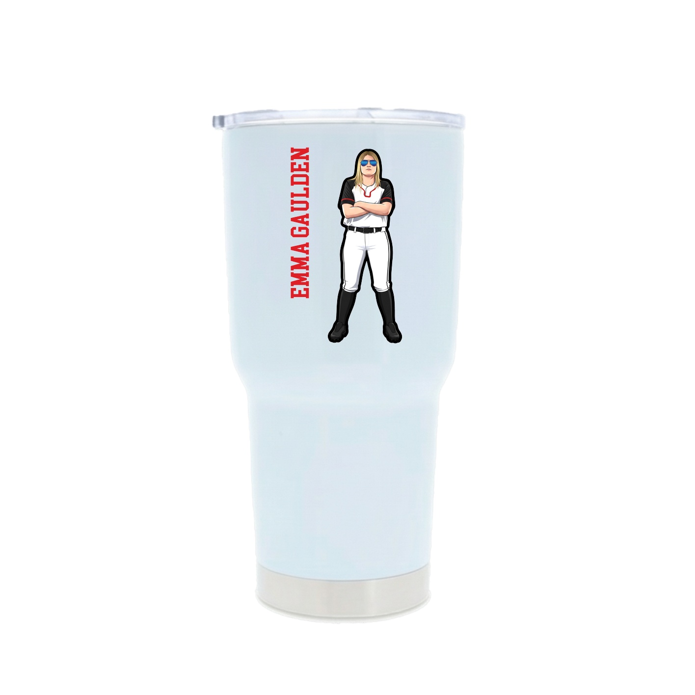 30oz Stainless Steel Tumbler — Name Vertical in White