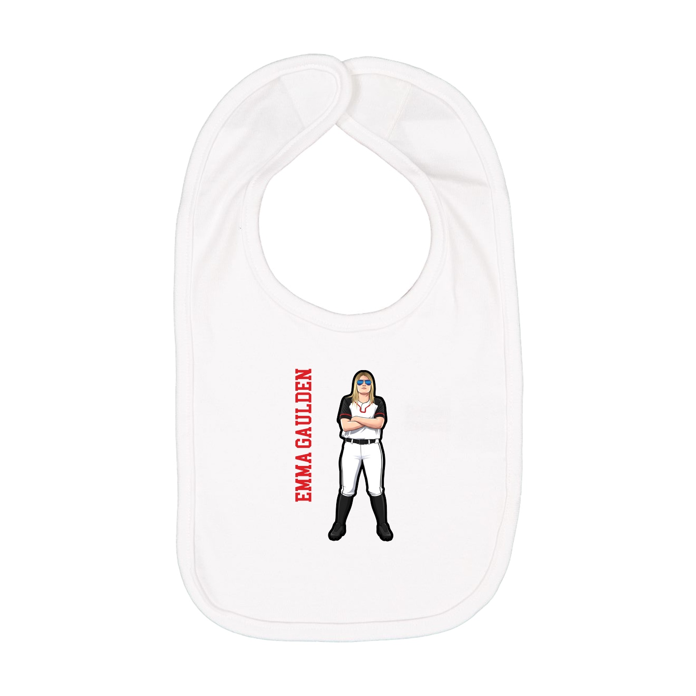 Infant Bib — Name Vertical in White
