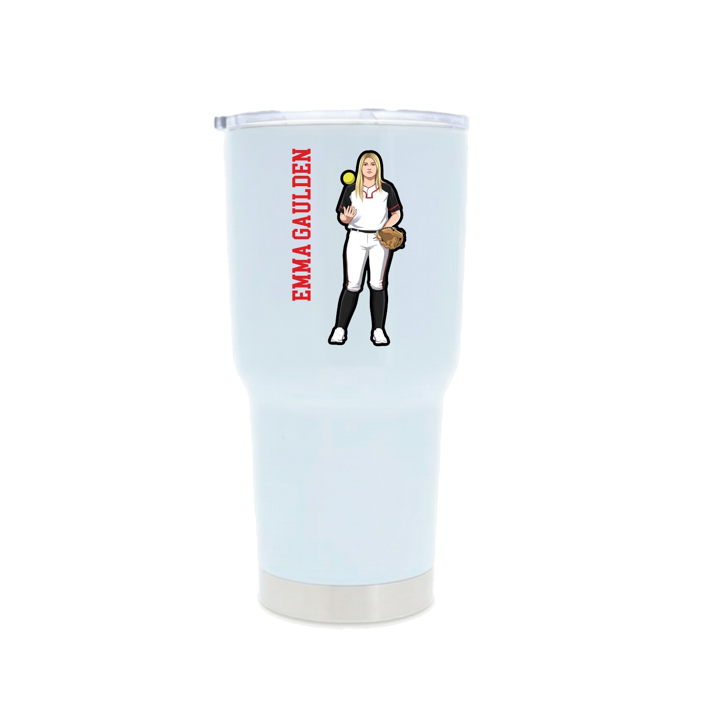 30oz Stainless Steel Tumbler — Name Vertical in White