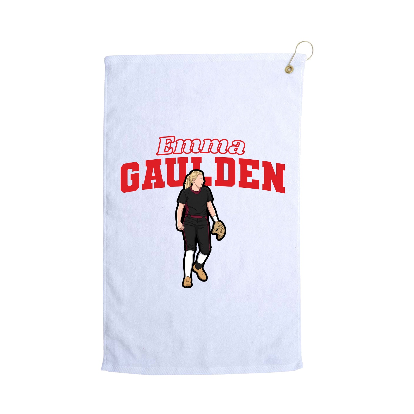 Golf Towel — Name Arch in White