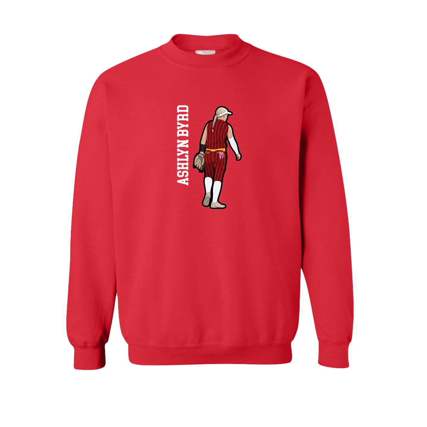 Fleece Crew — Name Vertical in Red