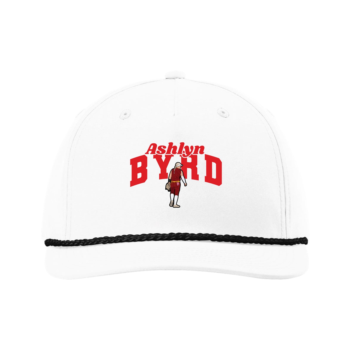 Five-Panel Classic Rope Cap — Signature Arch in White