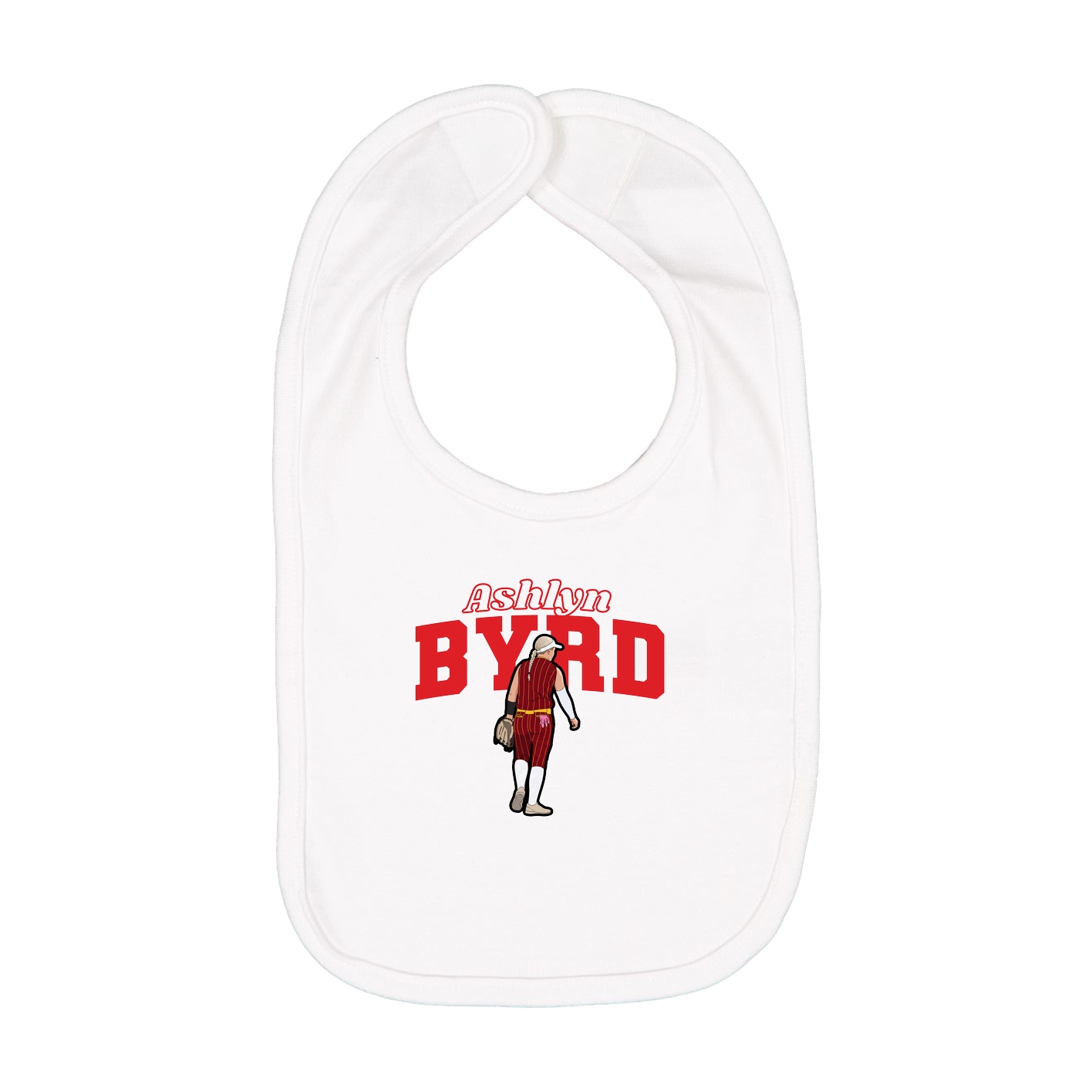 Infant Bib — Name Arch in White
