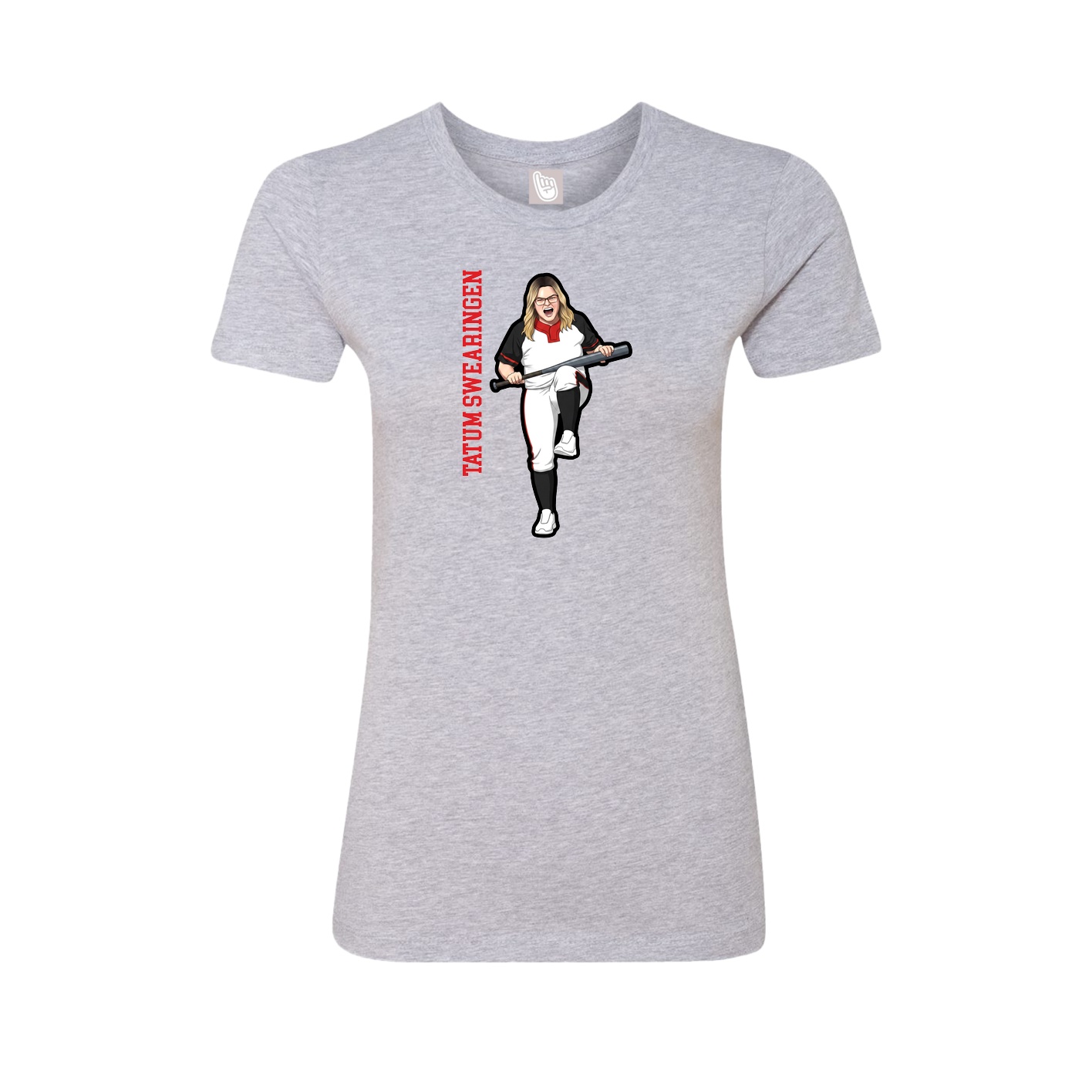 Womens Tee — Name Vertical in Grey