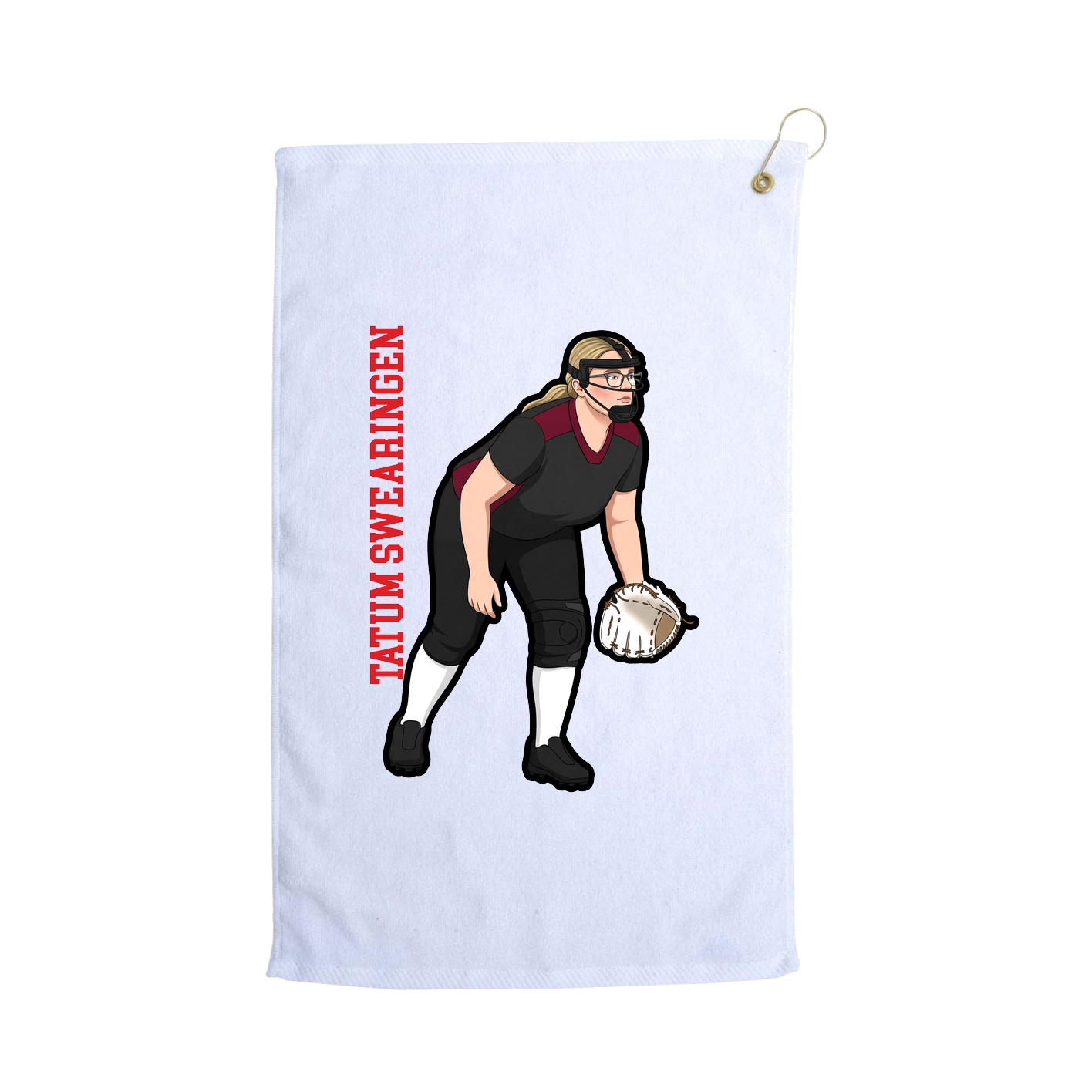 Golf Towel — Name Vertical in White