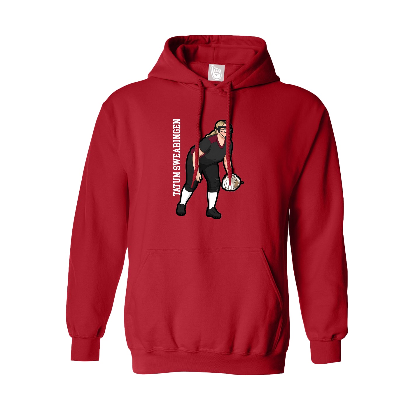 Youth Hoodie — Name Vertical in Red
