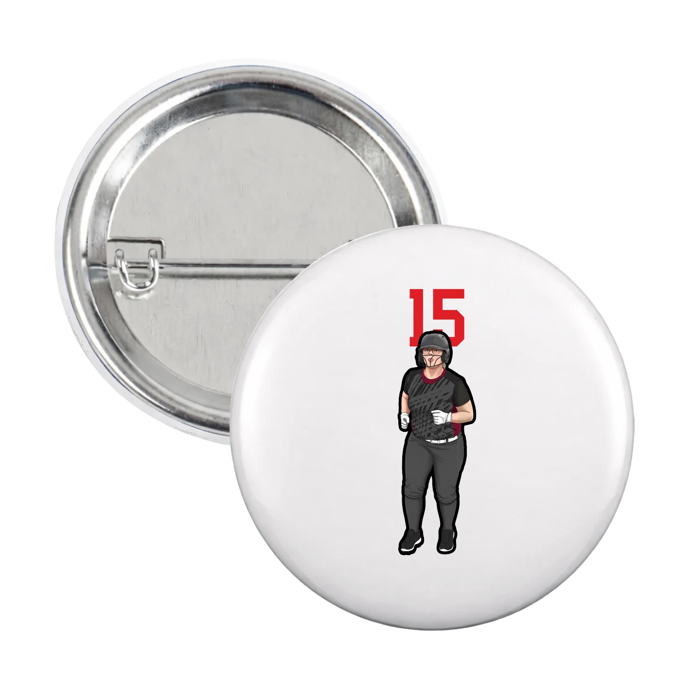 Game Day Button — Number Top in White