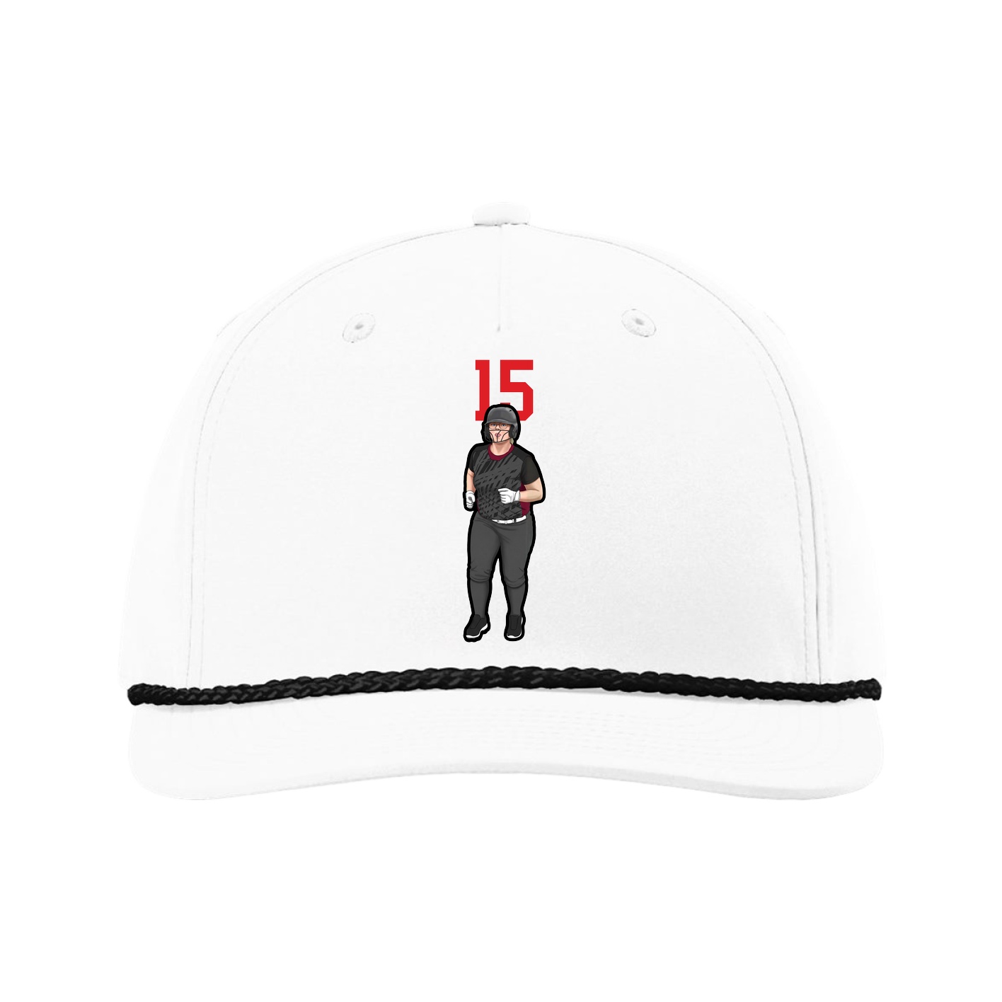 Five-Panel Classic Rope Cap — Number Top in White