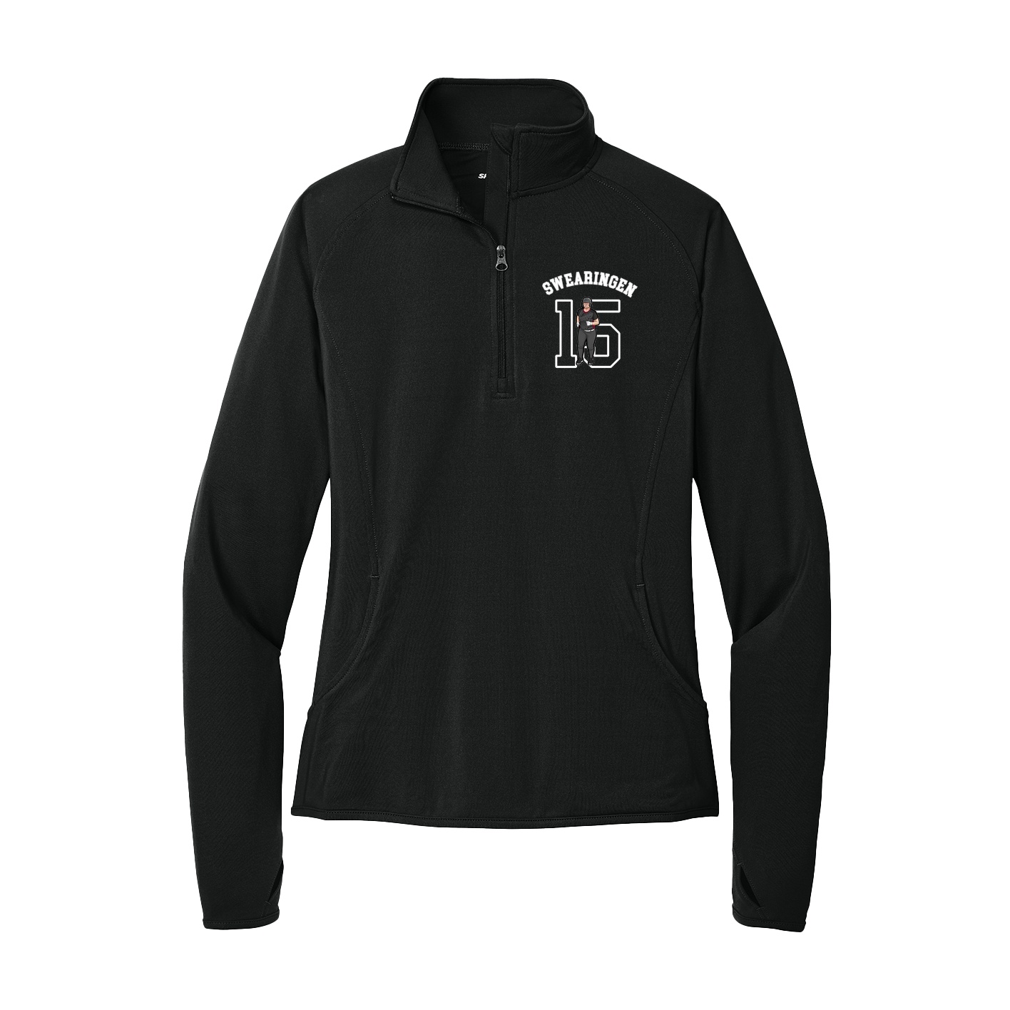 Women's Q-Zip Pullover — Shirsey Arch in Black