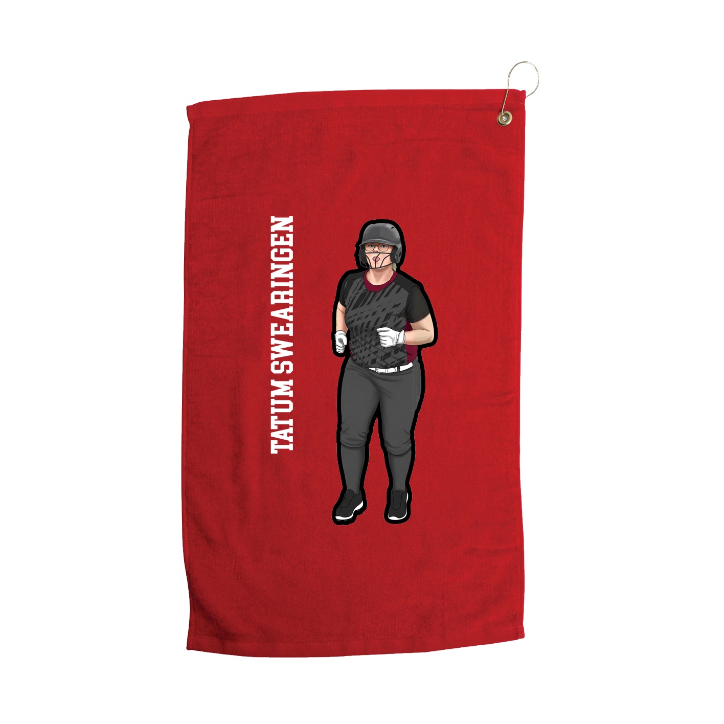 Golf Towel — Name Vertical in Red