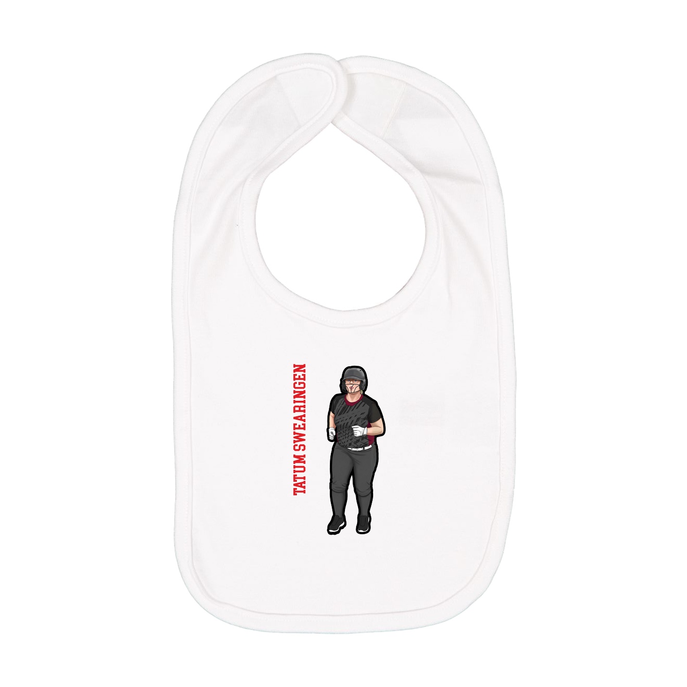 Infant Bib — Name Vertical in White