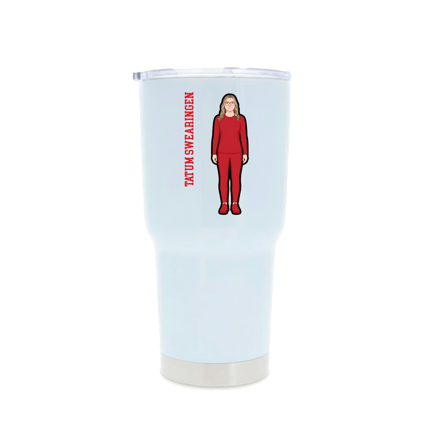 30oz Stainless Steel Tumbler — Name Vertical in White