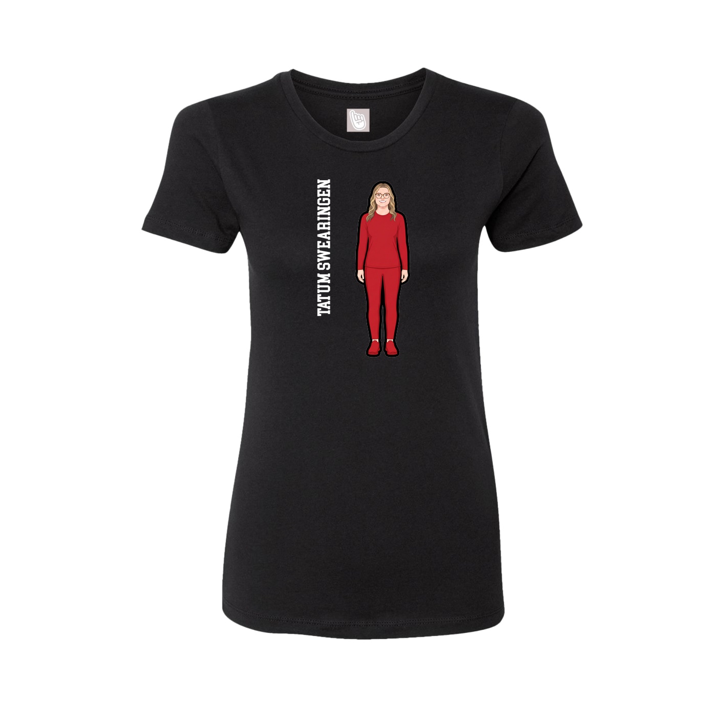 Womens Tee — Name Vertical in Black