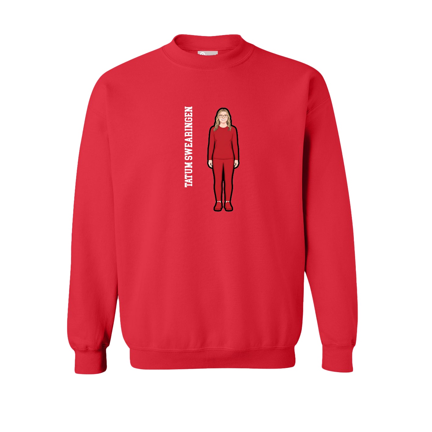 Fleece Crew — Name Vertical in Red