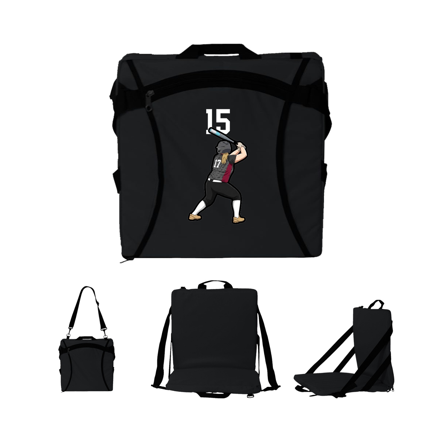 Folding Stadium Seat — Number Top in Black