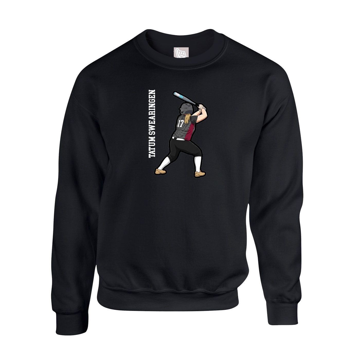 Fleece Crew — Name Vertical in Black
