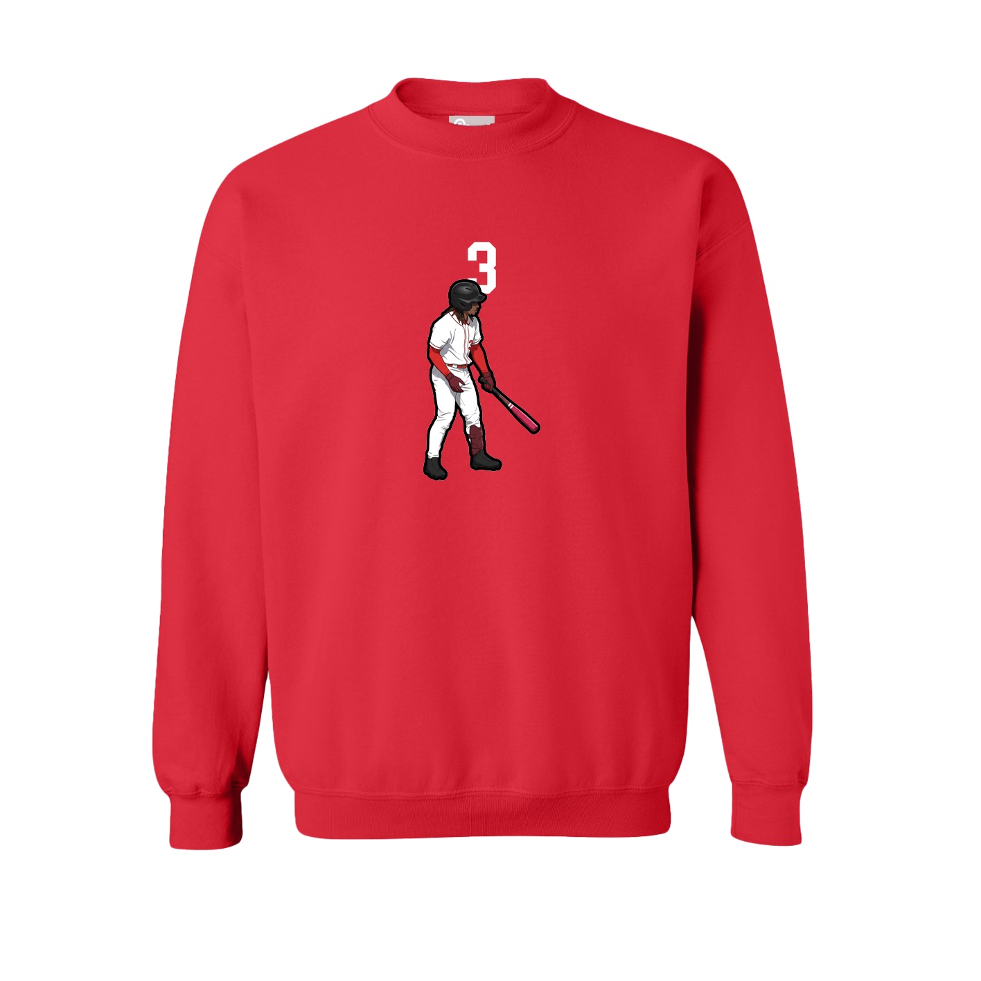 Fleece Crew — Number Top in Red