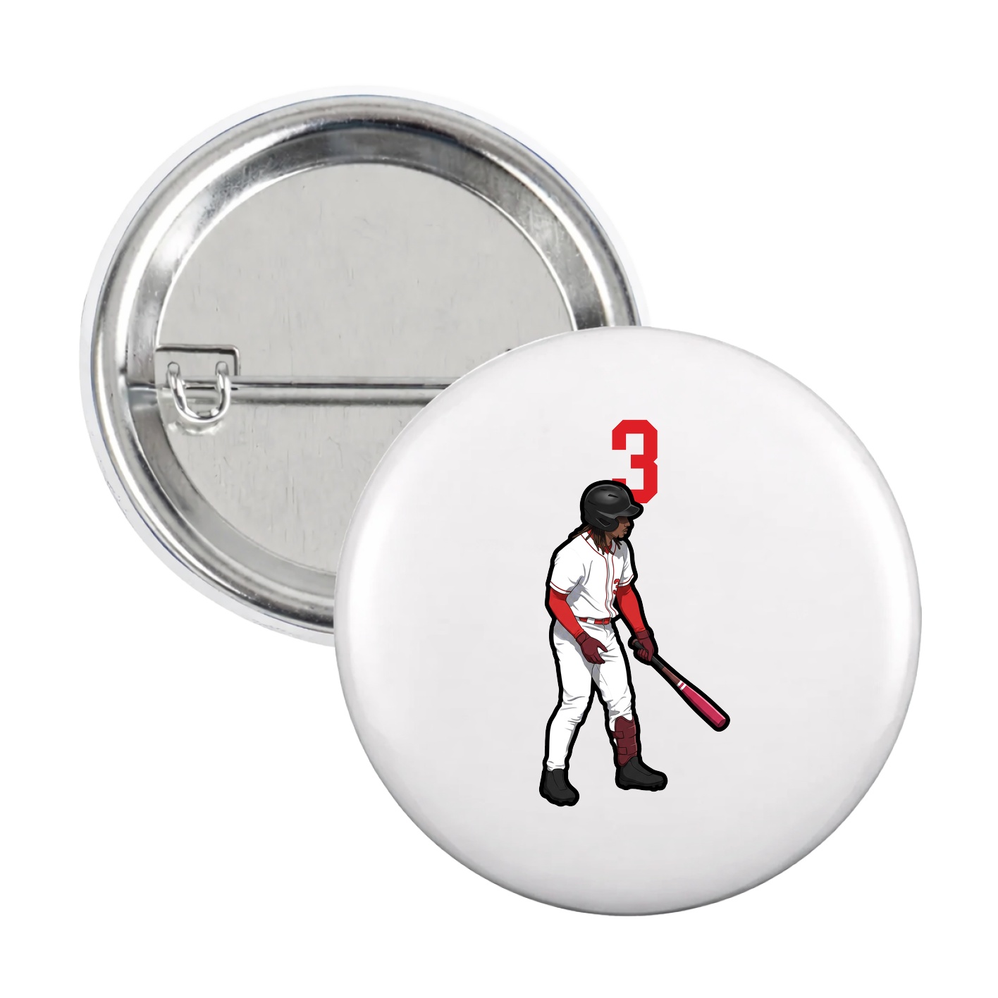 Game Day Button — Number Top in White