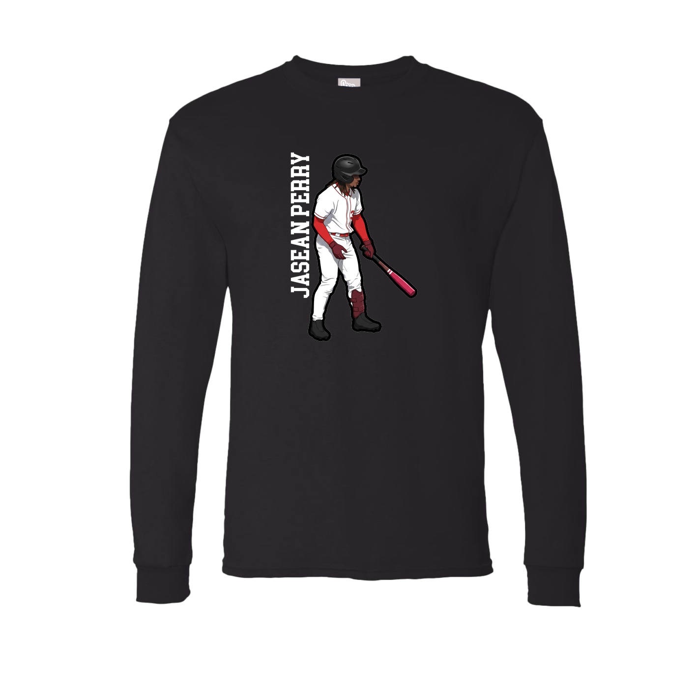 Long Sleeve Tee — Name Vertical in Black