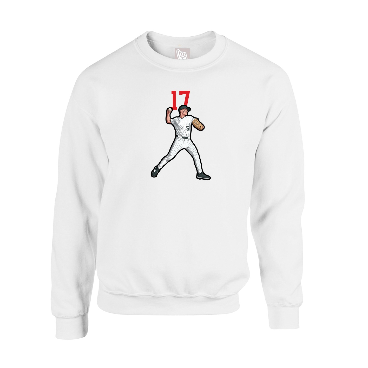Fleece Crew — Number Top in White