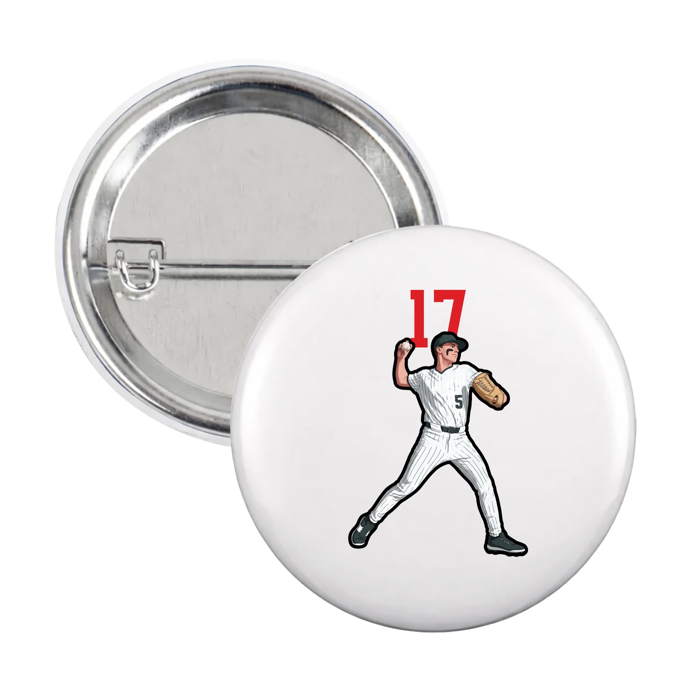 Game Day Button — Number Top in White