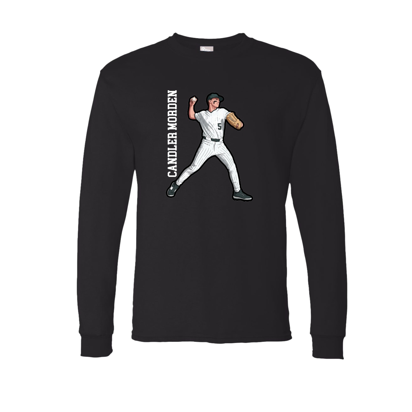Long Sleeve Tee — Name Vertical in Black