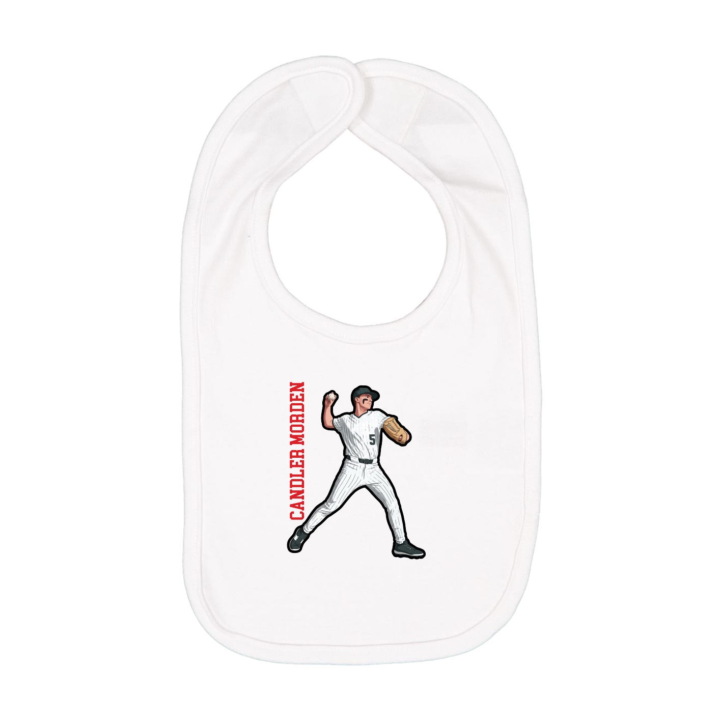 Infant Bib — Name Vertical in White