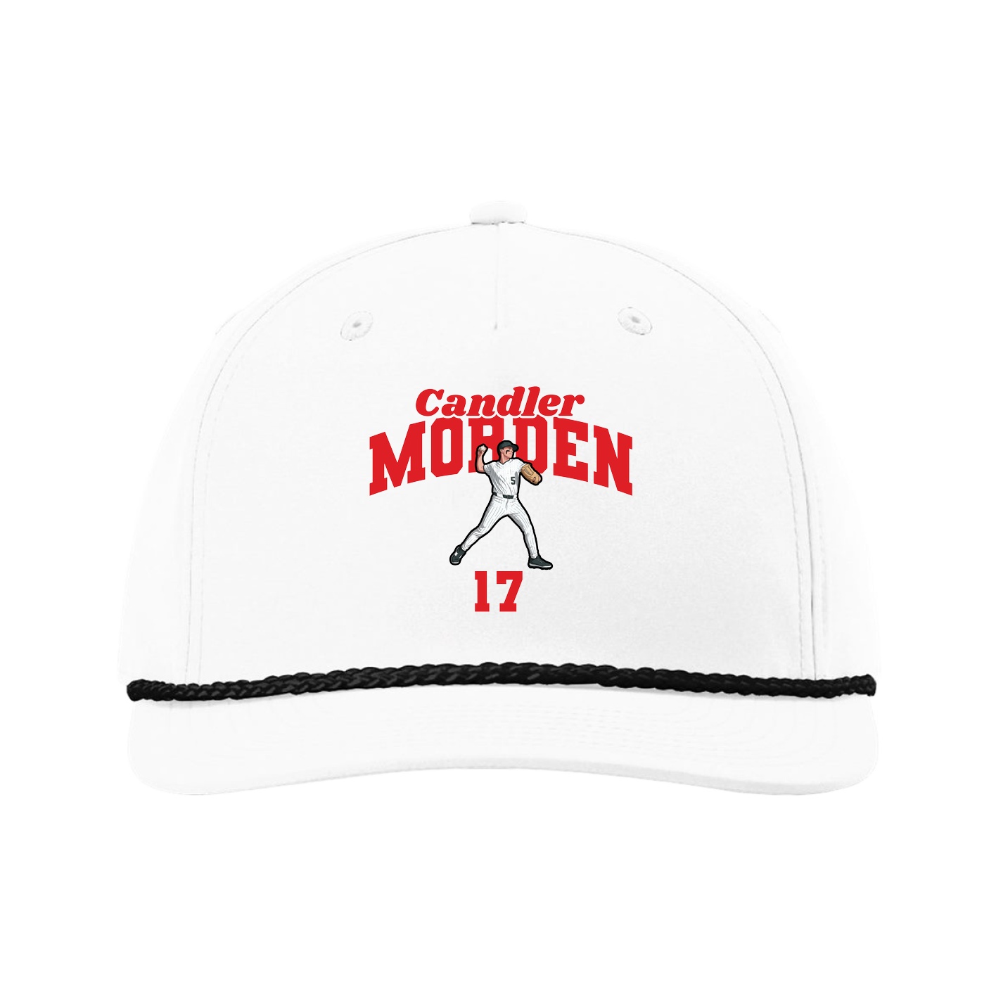 Five-Panel Classic Rope Cap — Signature Arch in White