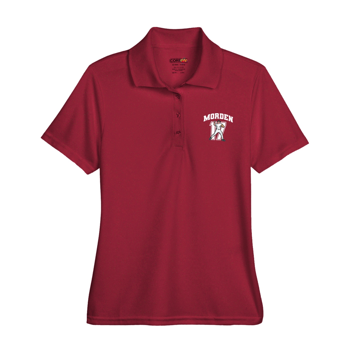 Womens Performance Polo — Number in Red