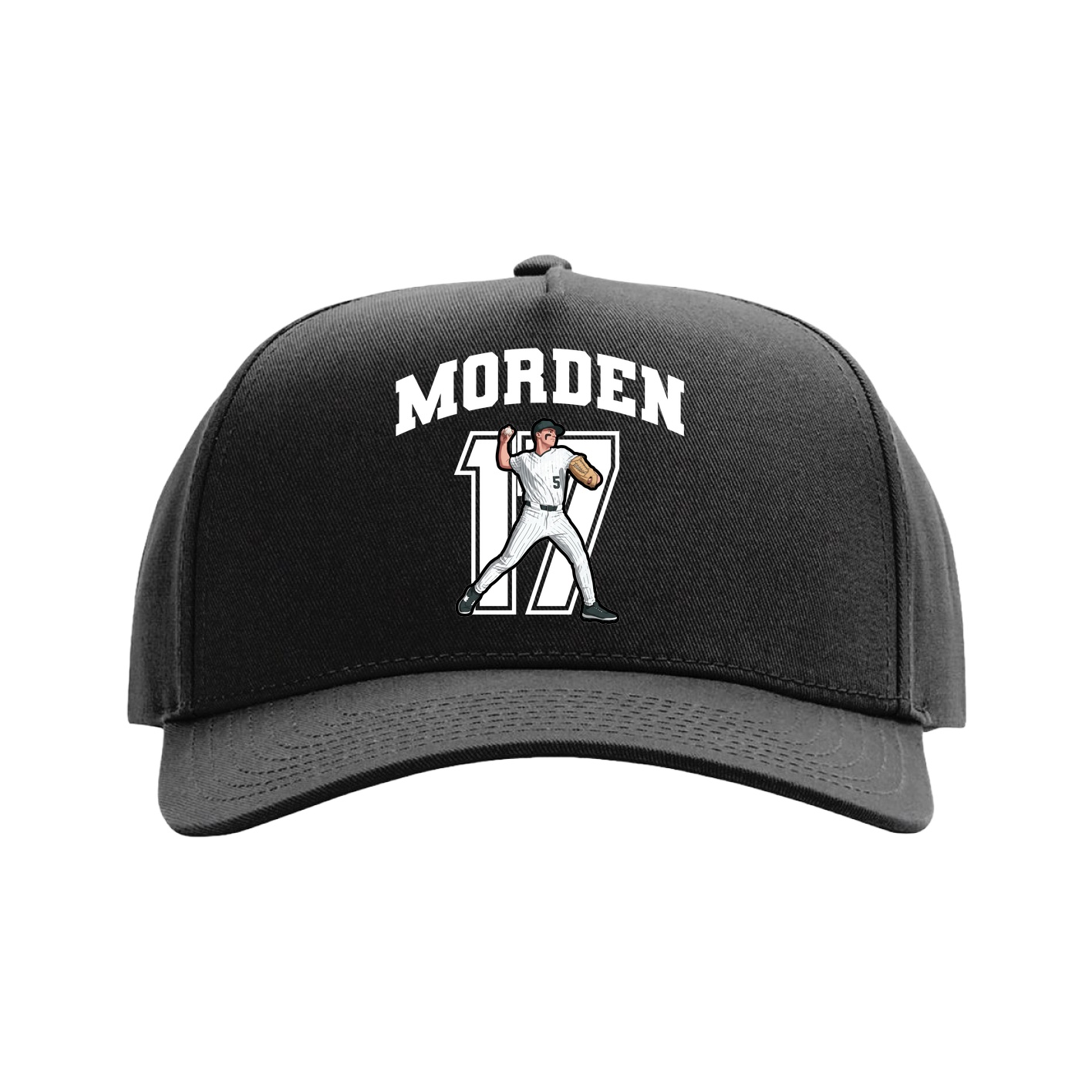Full Fabric Five-Panel Champ Cap — Number in Black
