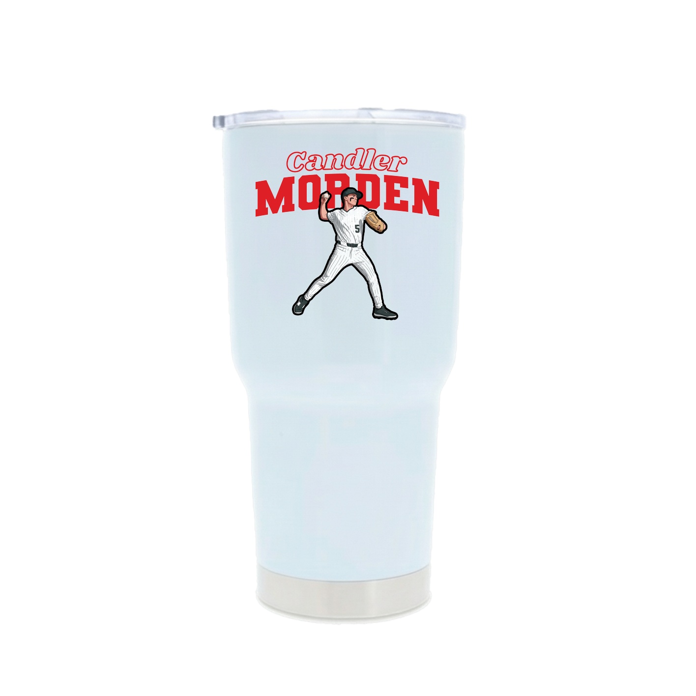 30oz Stainless Steel Tumbler — Name Arch in White