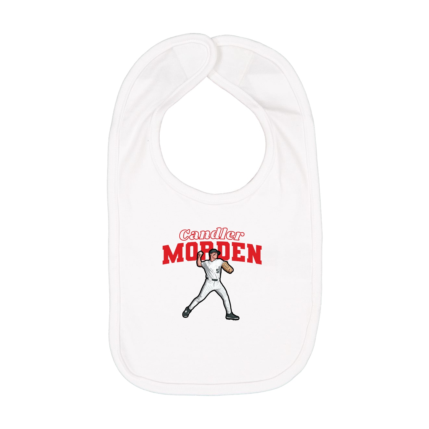 Infant Bib — Name Arch in White