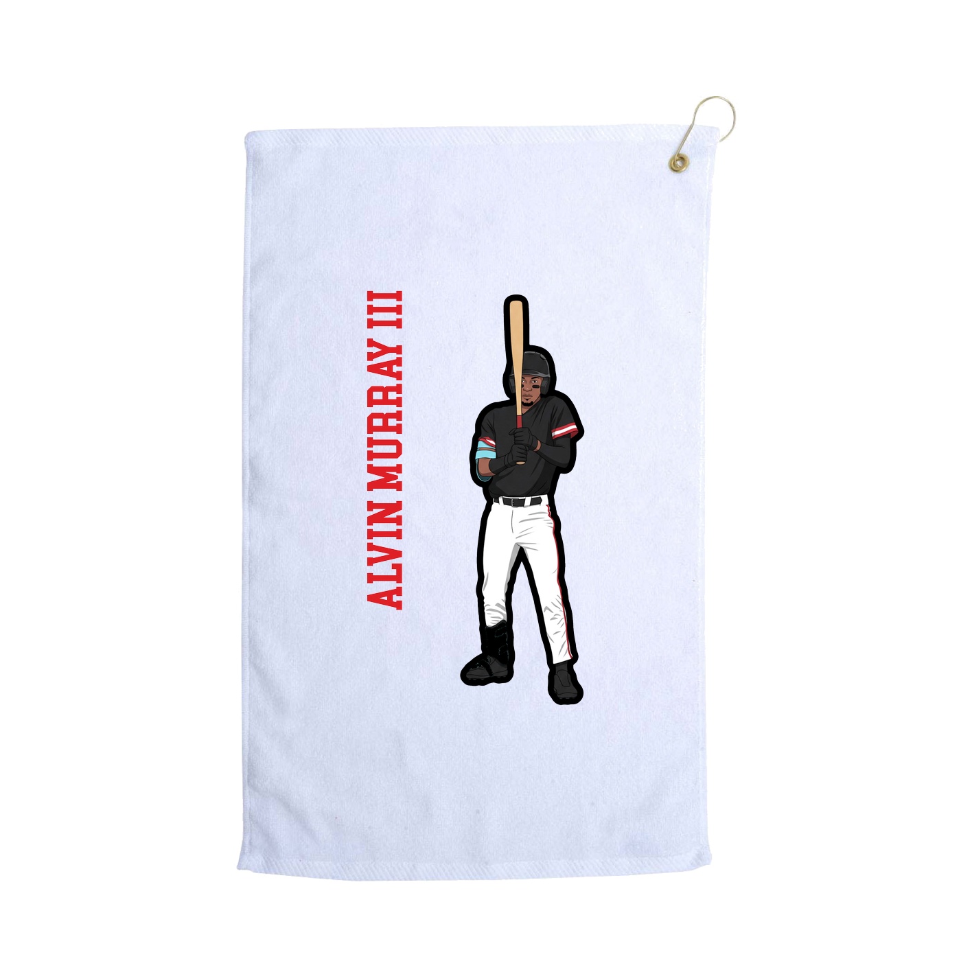 Golf Towel — Name Vertical in White