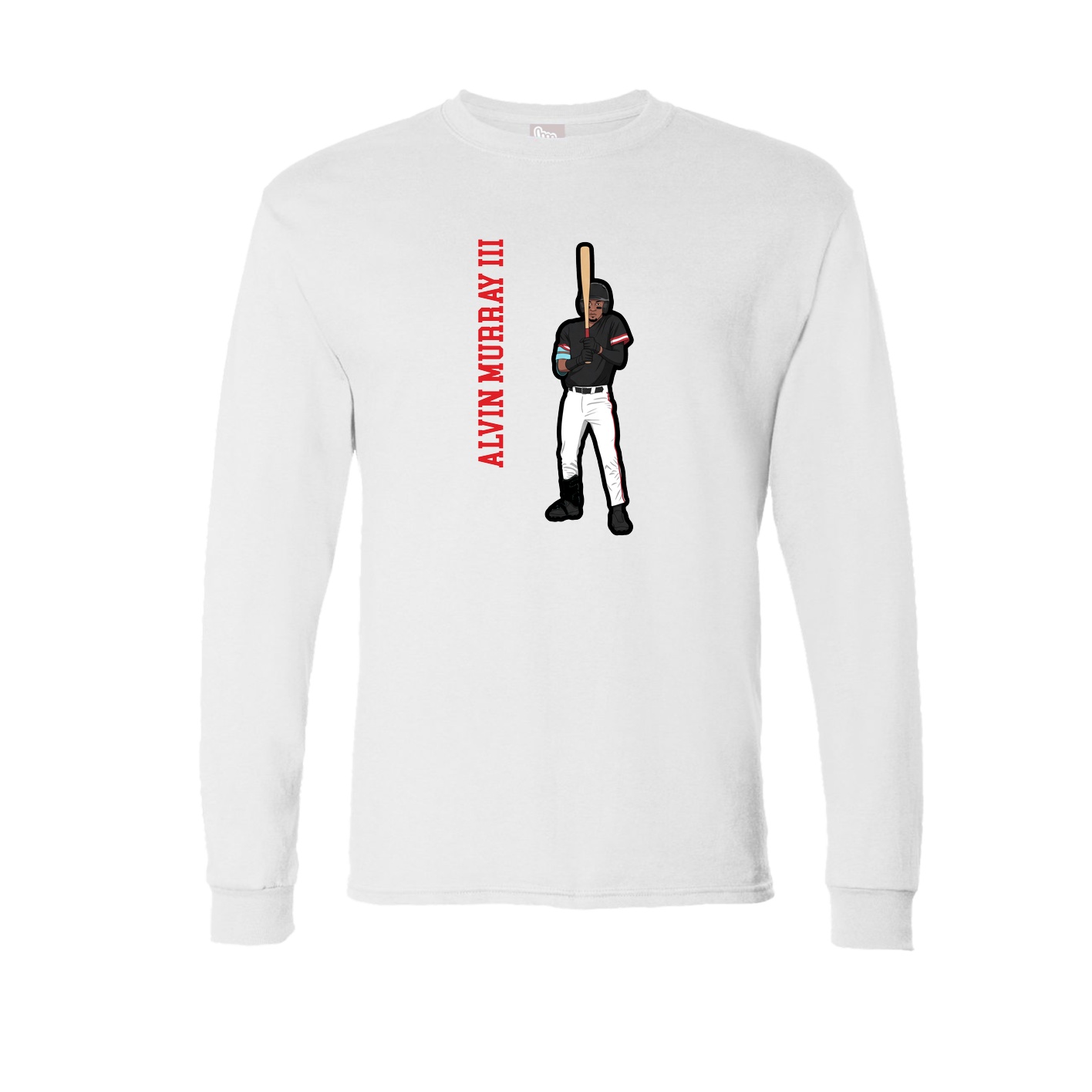 Long Sleeve Tee — Name Vertical in White