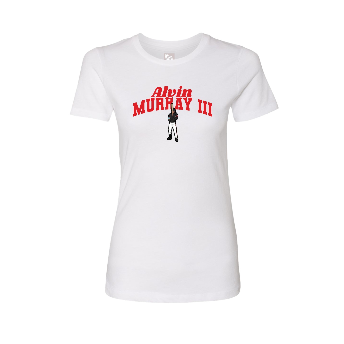 Fitted Women's Tee — Signature Arch in White