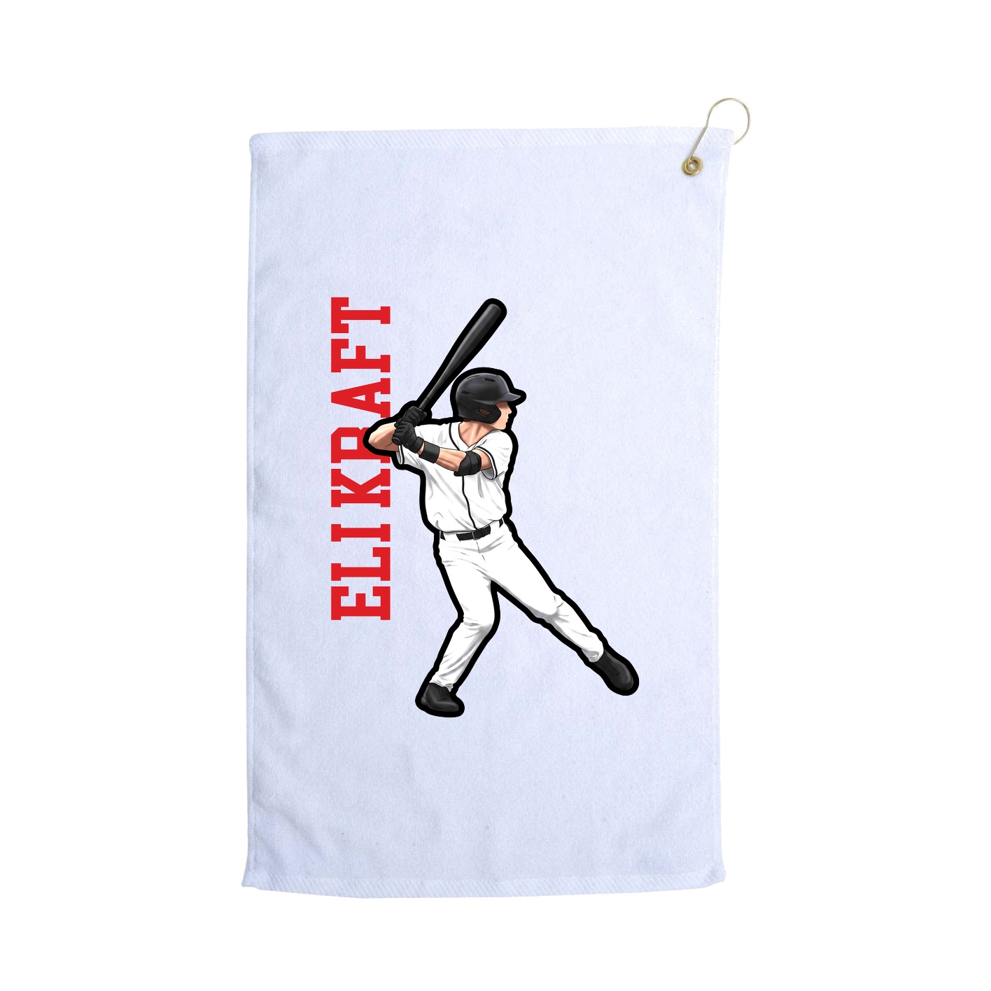 Golf Towel — Name Vertical in White