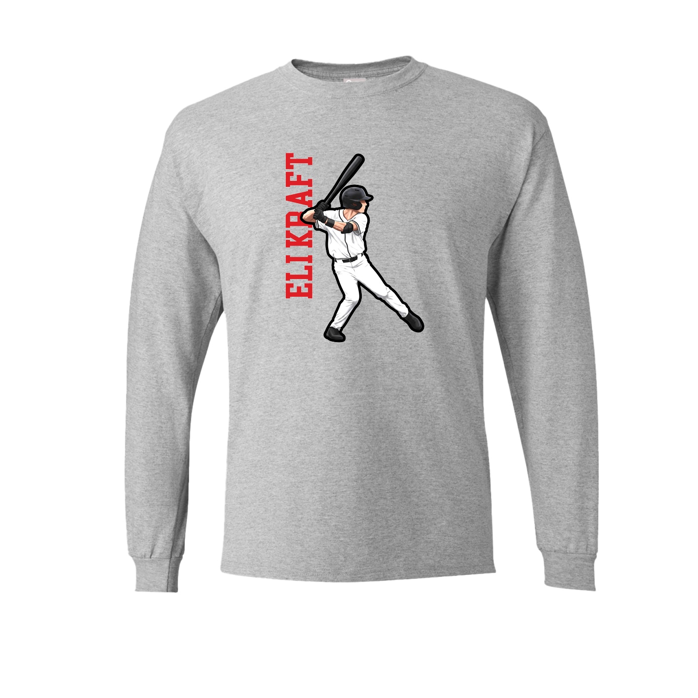 Long Sleeve Tee — Name Vertical in Grey