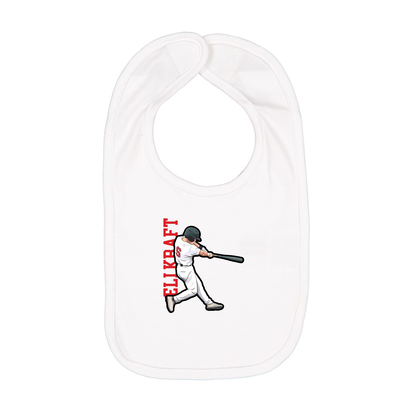 Infant Bib — Name Vertical in White