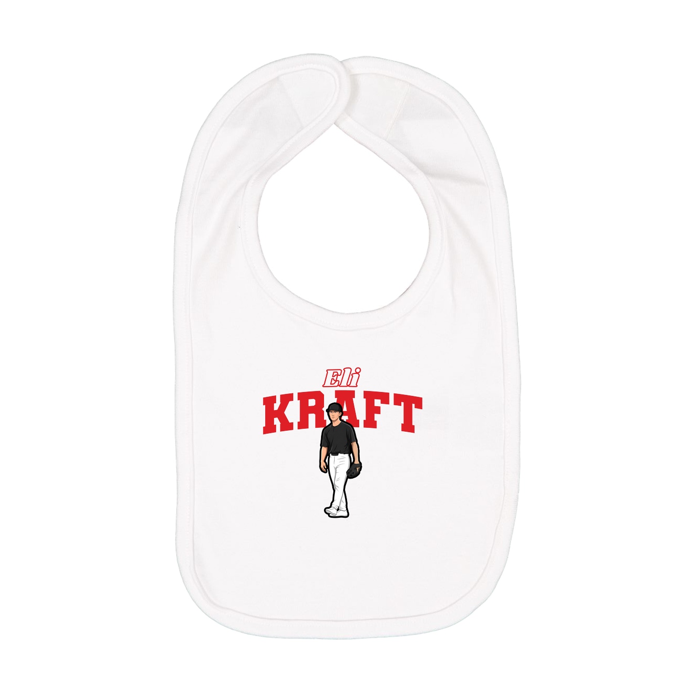 Infant Bib — Name Arch in White