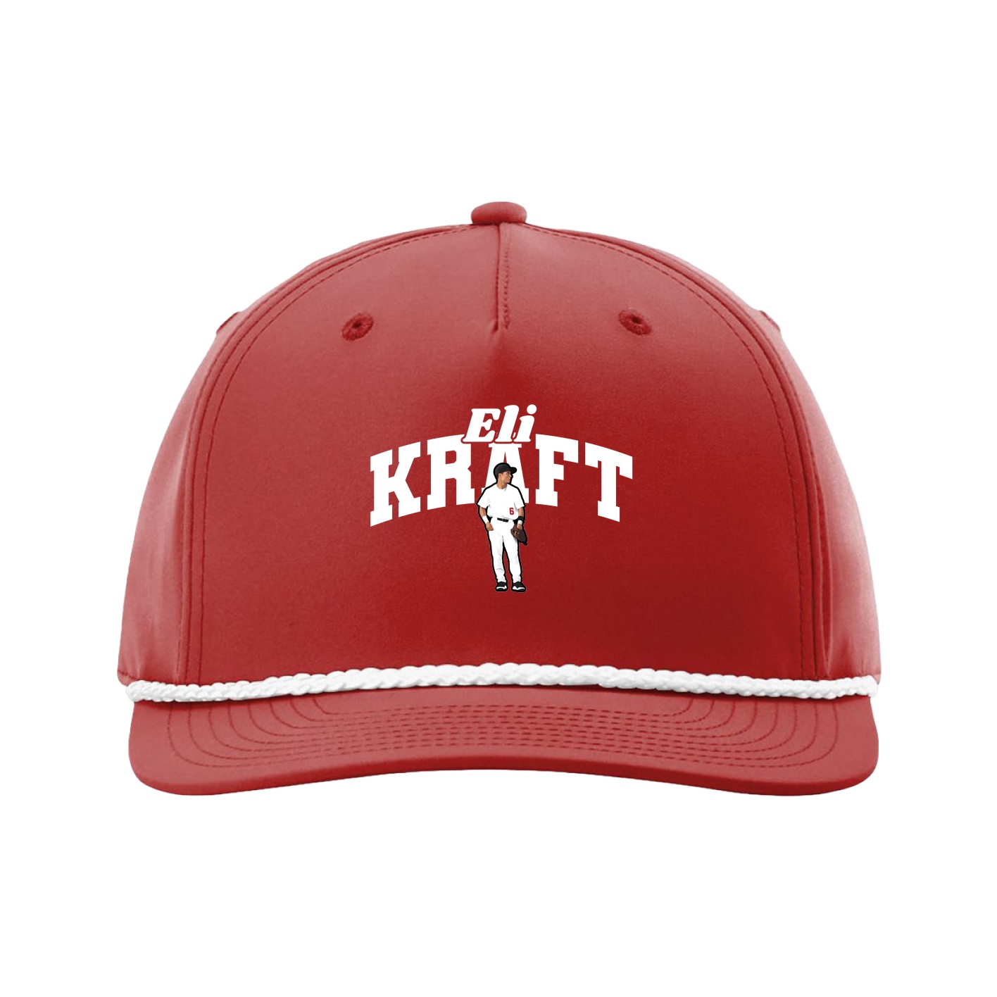 Five-Panel Classic Rope Cap — Signature Arch in Red